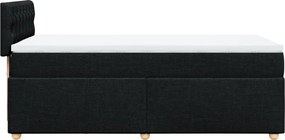 vidaXL Κρεβάτι Boxspring με Στρώμα Μαύρο 90x190 εκ.Υφασμάτινο