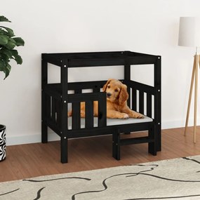 822381  vidaXL Κρεβάτι Σκύλου Μαύρο 75,5x63,5x70 εκ. από Μασίφ Ξύλο Πεύκου Μαύρο, 1 Τεμάχιο