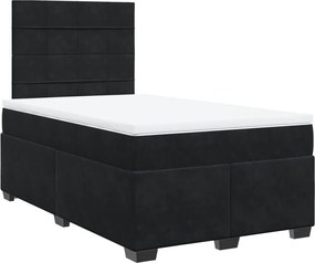 vidaXL Κρεβάτι Boxspring με Στρώμα Μαύρο 120 x 200 εκ. Βελούδινο