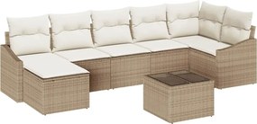 vidaXL Σετ Καναπέ με μαξιλάρι 8 pcs Μπεζ συνθετικό ρατάν