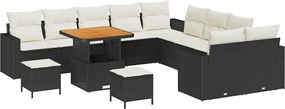 vidaXL Σετ Καναπέ Κήπου 13 pcs Μαύρο συνθετικό ρατάν