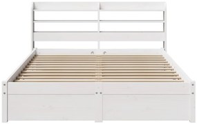 vidaXL Πλαίσιο Κρεβατιού με Κεφαλάρι Λευκό 120x190 εκ. Μασίφ Πεύκου