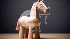 Intra Συλλεκτικό Ξύλινο Παζλ Plywood  4mm - Όμορφο ξύλινο άγαλμα αλόγων σε ένα ξύλινο τραπέζι Σε Ξύλινο Κουτί - Διαστάσεις: 10x10 cm – 25 κομμάτια