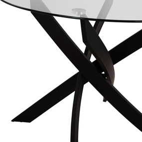 Σετ τραπεζαρίας LADY C21199.04 5τμχ Γυαλί - Μέταλλο &amp; Καρέκλες Βελούδο Μαύρο 90x90x74 εκ.