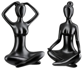 Φιγούρα Γυναίκα 'Meditation' Πολυ Μαύρο 2Τμχ 12x16x29cm-05161331