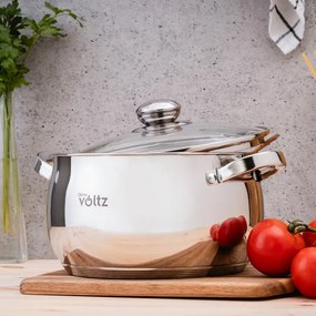 Σετ κατσαρόλας Oliver Voltz OV51210G8B, 8 τεμαχίων, πολυστρωματικός πυθμένας, επαγωγής, ανοξείδωτο ατσάλι, ασημί