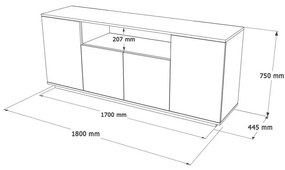 Μπουφές Placefol μελαμίνης λευκό-φυσικό 180x44.5x75εκ 180x44.5x75 εκ.