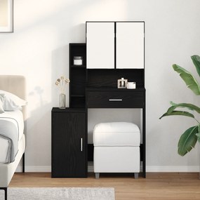 vidaXL Τουαλέτα με Καθρέφτη & Φωτιστικά LED Μαύρη Δρυς Κατασκευασμένο Ξύλο
