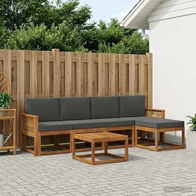 vidaXL Σειρά Καναπέ Εξωτερικού 6 pcs Φυσικό και Ανθρακί Πολυεστέρας