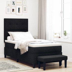 Κρεβάτι Box Spring με Στρώμα & Έδρα Μαύρο 90x200 εκ. Ύφασμα