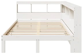 vidaXL Κρεβάτι Βιβλιοθήκη Χωρίς Στρώμα Λευκό 135x190 εκ Μασίφ Πεύκο