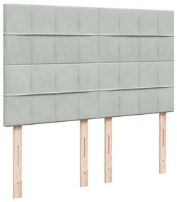 vidaXL Κρεβάτι Boxspring με Στρώμα Ανοιχτό Γκρι 140x190 εκ. Βελούδινο