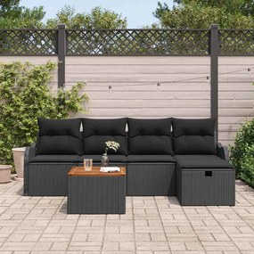 vidaXL Σετ Καναπέ Κήπου με μαξιλάρι 6 pcs Μαύρο Πολυ ράταν