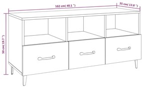 Έπιπλο Τηλεόρασης Γκρι Sonoma 102x35x50 εκ. από Επεξεργ. Ξύλο - Γκρι