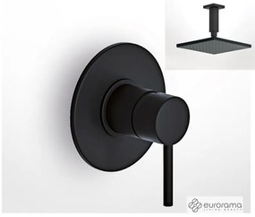 Eurorama TONDA Μίκτης εντοιχισμού 1 εξόδου &amp; Ανακλινόμενη κεφαλή 30x30εκ &amp; μπράτσο οροφής 10εκ Black Matt