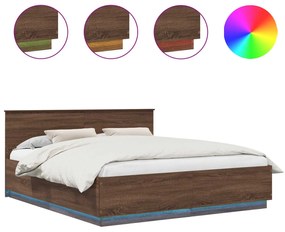 vidaXL Σκελετός Κρεβατιού Καφέ δρυς 200 x 200 cm Επεξεργασμένο ξύλο