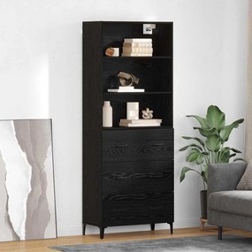 Highboard Μαύρη Οξυά 69,5 x 34 x 180 εκ. Επεξεργασμένο ξύλο