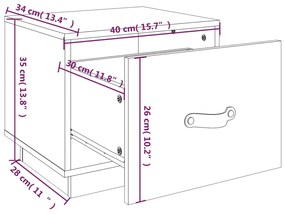 Κομοδίνα 2 τεμ. Καφέ Μελί 40 x 34 x 35 εκ. Μασίφ Ξύλο Πεύκου - Καφέ