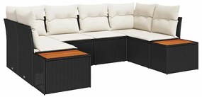 vidaXL Σετ Καναπέ Κήπου με μαξιλάρι 6 pcs Μαύρο Πολυ ράταν