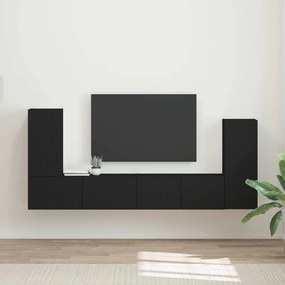 vidaXL Σετ επίπλου τηλεόρασης 4 pcs Μαύρο Επεξεργασμένο ξύλο
