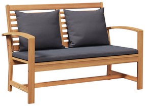 παγκάκι με μαξιλάρι 2 pcs Καφέ και Σκούρο Γκρι Στερεό Ξύλο Τίκ