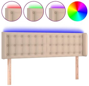 vidaXL Κεφαλάρι Κρεβατιού LED Καπουτσίνο 147x16x78/88εκ. Συνθετ. Δέρμα