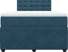 vidaXL Κρεβάτι Boxspring με Στρώμα Μπλε 120x190 εκ. Βελούδινο