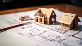 Intra Συλλεκτικό Ξύλινο Παζλ Plywood  4mm - Ξύλινο μπλοκ σπίτι σε σχεδιάγραμμα με μολύβι Σε Ξύλινο Κουτί - Διαστάσεις: 10x10 cm – 25 κομμάτια