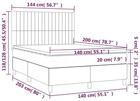 Κρεβάτι Boxspring με Στρώμα &amp; LED Taupe 140x200 εκ. Υφασμάτινο - Μπεζ-Γκρι