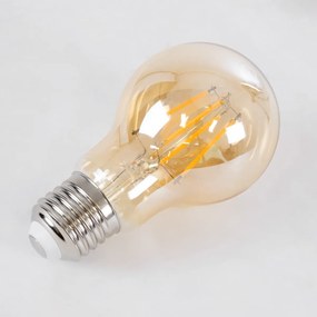 GloboStar 99036 LED Long Filament Bulb E27 A60 Globe 6W 550lm 360° AC 220-240V IP20 D6 x H10.5cm Ultra Θερμό Λευκό 2200K με Μελί Γυαλί - Dimmable - 3 Years Warranty