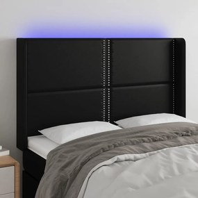 Κεφαλάρι Κρεβατιού LED Μαύρο 147x16x118/128 εκ. Συνθετ. Δέρμα 3123998