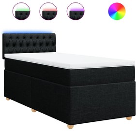 vidaXL Κρεβάτι Boxspring με Στρώμα Μαύρο 100 x 200 εκ. Υφασμάτινο