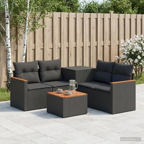 vidaXL Σετ Καναπέ 6 τμχ. Μαύρο 55 x 55 x 37 εκ Πολυ-ρακί και Χάλυβας