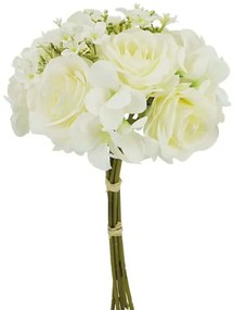 Τεχνητό Μπουκέτο Τριαντάφυλλο 00-3504-1 Φ22x39cm White Marhome Συνθετικό Υλικό