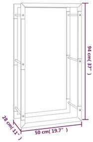 vidaXL Ραφιέρα Καυσόξυλων Ματ Μαύρο 50x28x94 εκ. Ατσάλι