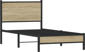 vidaXL Σκελετός Κρεβ. Χωρίς Στρώμα Sonoma Δρυς 75x190 εκ. Μεταλλικό