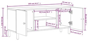 Έπιπλο Τηλεόρασης Μαύρο 105 x 33 x 46 εκ. από Μασίφ Ξύλο Μάνγκο - Μαύρο