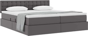 vidaXL Κρεβάτι Αποθήκης με στρώμα Γκρι 200 x 200 cm Τεχνητό Δέρμα