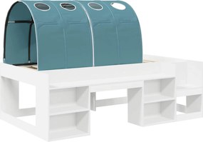 vidaXL Κρεβάτι με Τόνελ 3 τεμ. Λευκό και Γαλάζιο Επεξεργασμένο Ξύλο