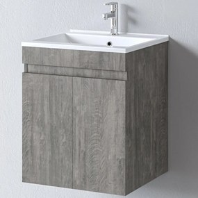 Έπιπλο Μπάνιου Πάγκος Με Νιπτήρα Omega 50 S3BOM050BEN 50x46x60cm Grey-White Πορσελάνη,Μελαμίνη