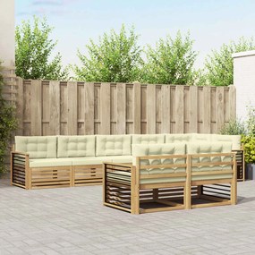 vidaXL Σειρά Καναπέ Εξωτερικού 8 pcs Λευκό και Κρεμ Πολυεστέρας