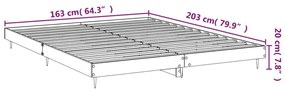 Πλαίσιο κρεβατιού χωρίς στρώμα 160x200 εκ. Επεξεργασμένο Ξύλο - Γκρι