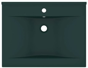 vidaXL Νιπτήρας με Οπή Βρύσης Σκούρο Πράσινο Ματ 60 x 46 εκ. Κεραμικός