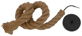 GloboStar ROPE 01278 Vintage Industrial Κρεμαστό Φωτιστικό Οροφής Μονόφωτο 1 x E27 με 1 μέτρο Μπεζ Σχοινί Φ3.5 x 100cm - 01278