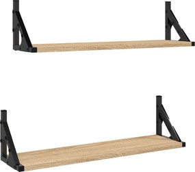 vidaXL Ράφια Τοίχου 2 τεμ. Sonoma Δρυς 60 x 15 x 15,5 εκ.