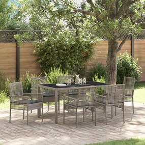 vidaXL Σέτ φαγητού για κήπο 7 pcs Γκρι 150 x 90 x 75 cm