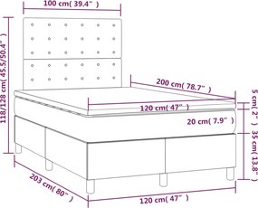 vidaXL Κρεβάτι Boxspring με Στρώμα Λευκό 120x200εκ.από Συνθετικό Δέρμα