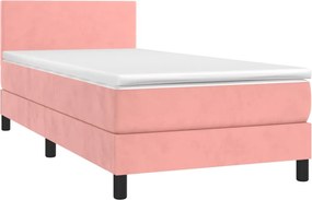 vidaXL Κρεβάτι Boxspring με Στρώμα Ροζ 80 x 200 εκ. Βελούδινο