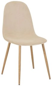 Καρέκλα Bella μπεζ βελούδο με πόδι μέταλλο σε φυσική απόχρωση 43.5x52x89εκ 4αδα 43.5x52x89 εκ.