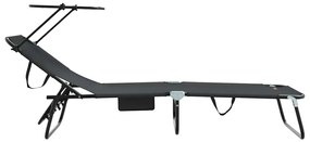 vidaXL Πτυσσόμενη ξαπλώστρα 2 pcs Μαύρο 56 x 190 x 81εκ ύφασμα